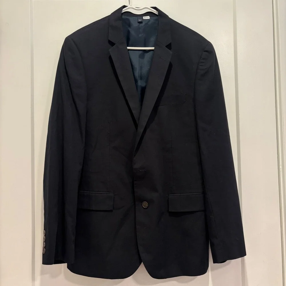 J. Crew Thompson Mens 42R Navy Blue Cotton Two Button Blazer Suit Jacket